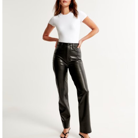 Abercrombie & Fitch Pants - Abercrombie & Fitch Vegan Leather Ultra High-Rise 90s Straight Curve Love Pant